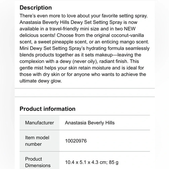 Anastasia Beverly Hills Dewy setting spray - Picture 5 of 8